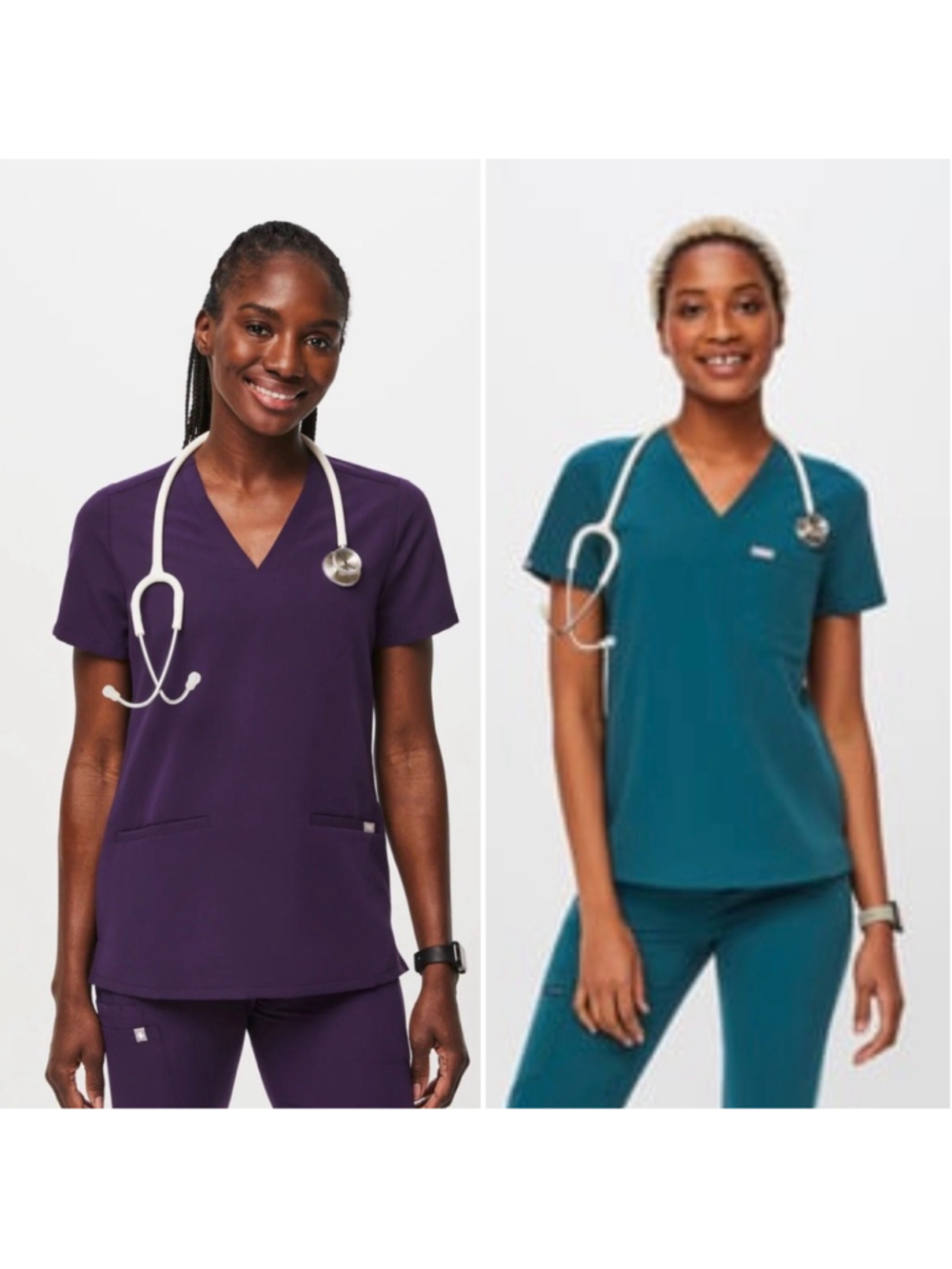 FIGS Scrub Tops Size XL Set of 2 Blue Purple Short Sleeve V-Neck Nurse Uniform
